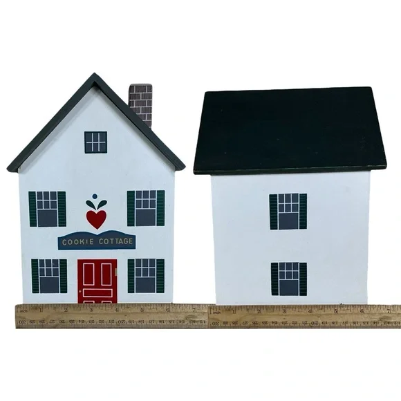 Vintage Cookie Cottage Canister Hand Painted Wood Container Dutch Farmhouse - Picture 2 of 16